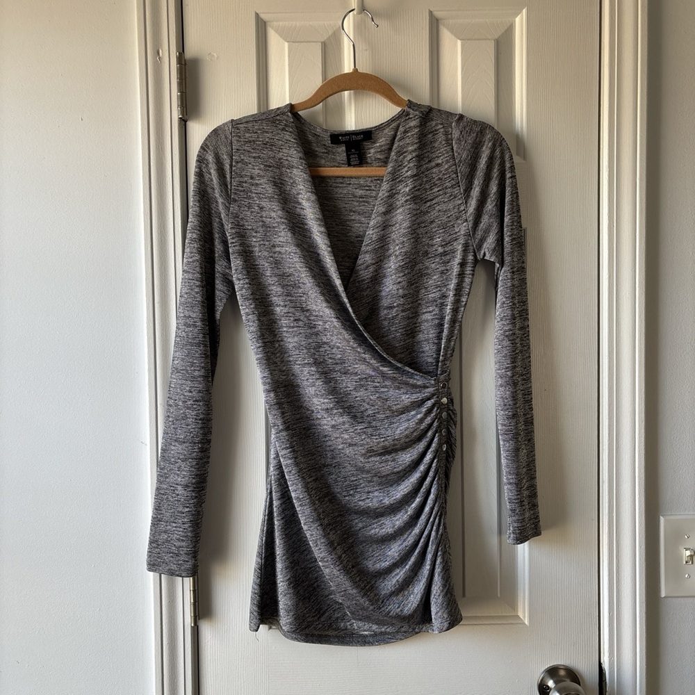 White House Black Market Heathered Gray Top